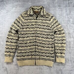 Tundra Sweater Mens Medium Cream Vintage Wool Fair Isle Geometric Canada Ski